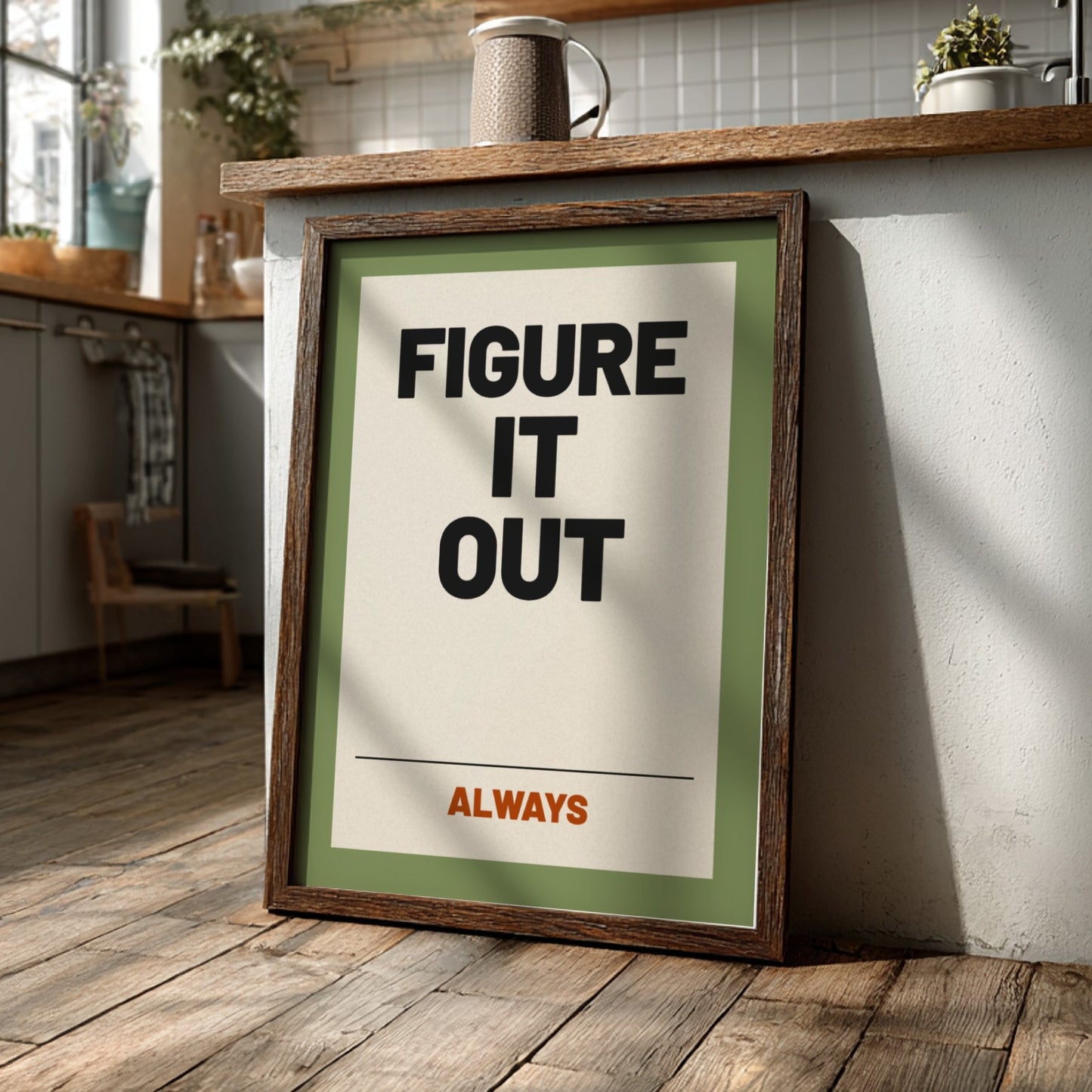 Motivational quotes poster featuring bold typography in neutral colors, perfect for home decor.