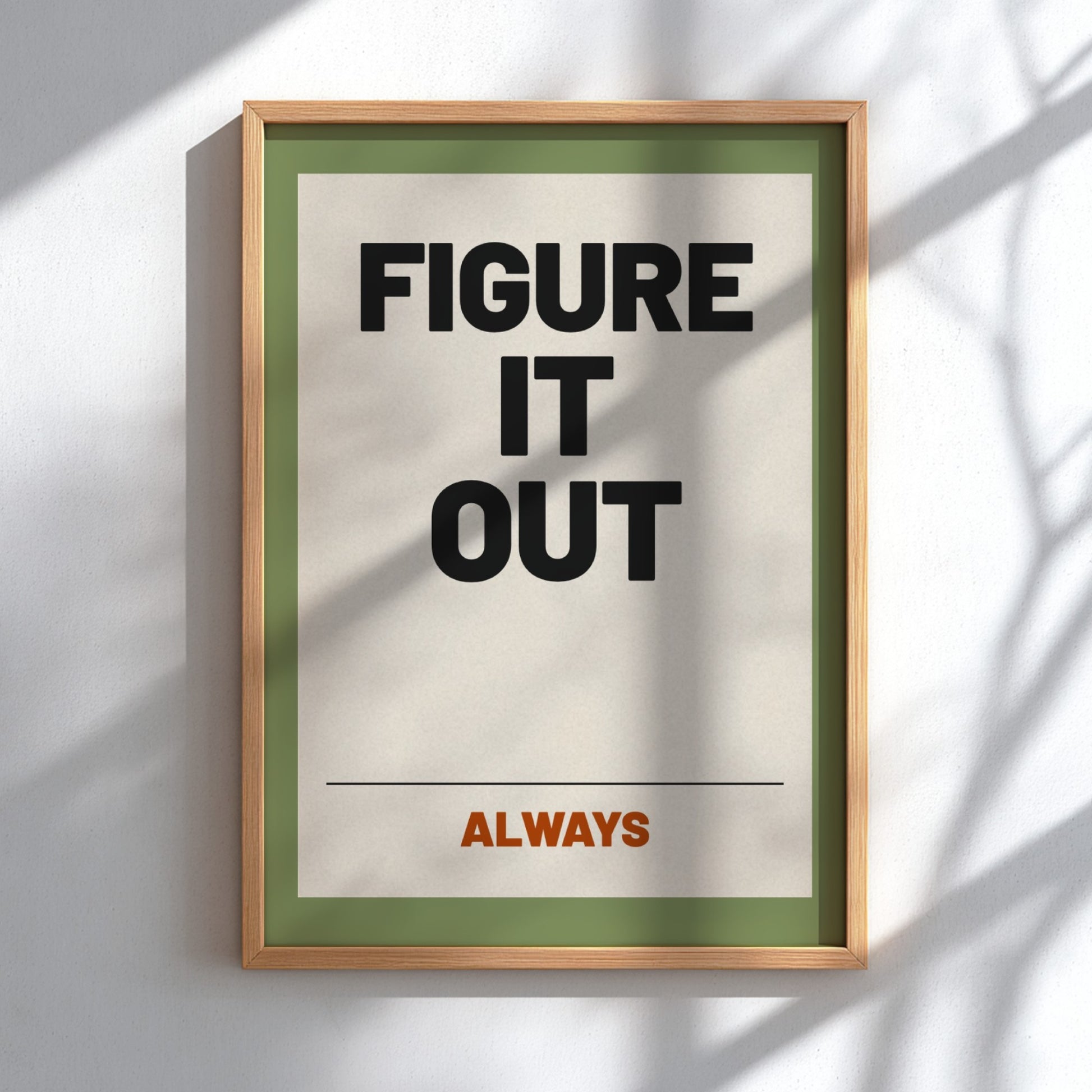 Motivational quotes poster featuring bold typography in neutral colors, perfect for home decor.
