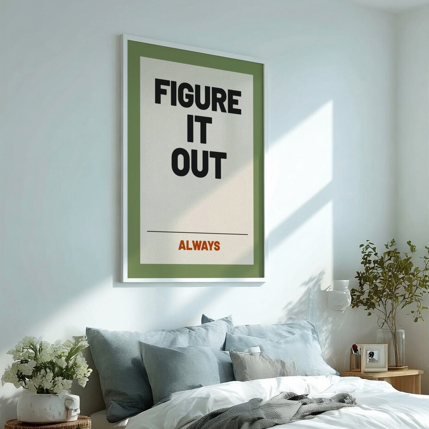 Motivational quotes poster featuring bold typography in neutral colors, perfect for home decor.