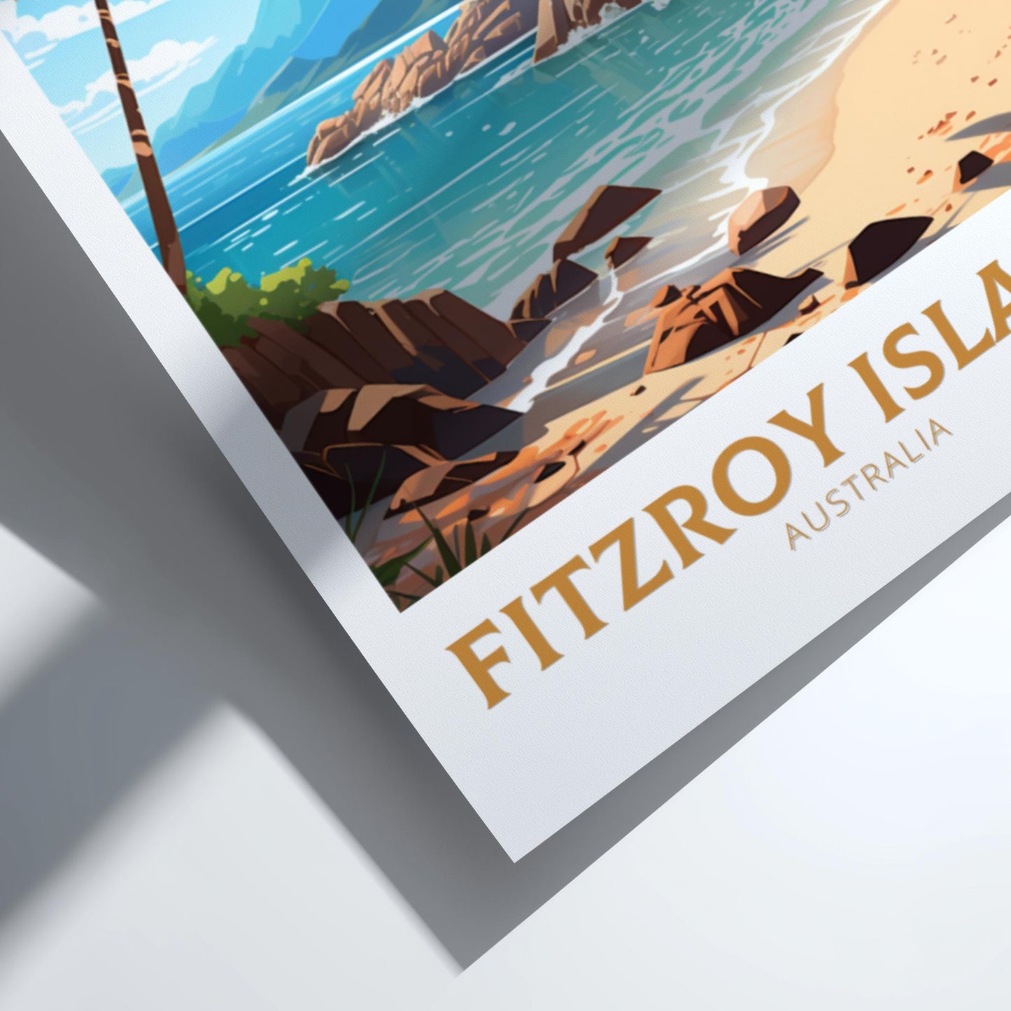 Poster of Fitzroy Island, Australia with a scenic view of the beach and ocean.