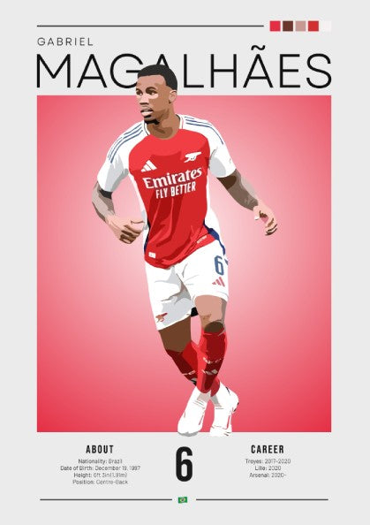 Gabriel Magalhães poster featuring vibrant colors and modern design, ideal for sports decor.