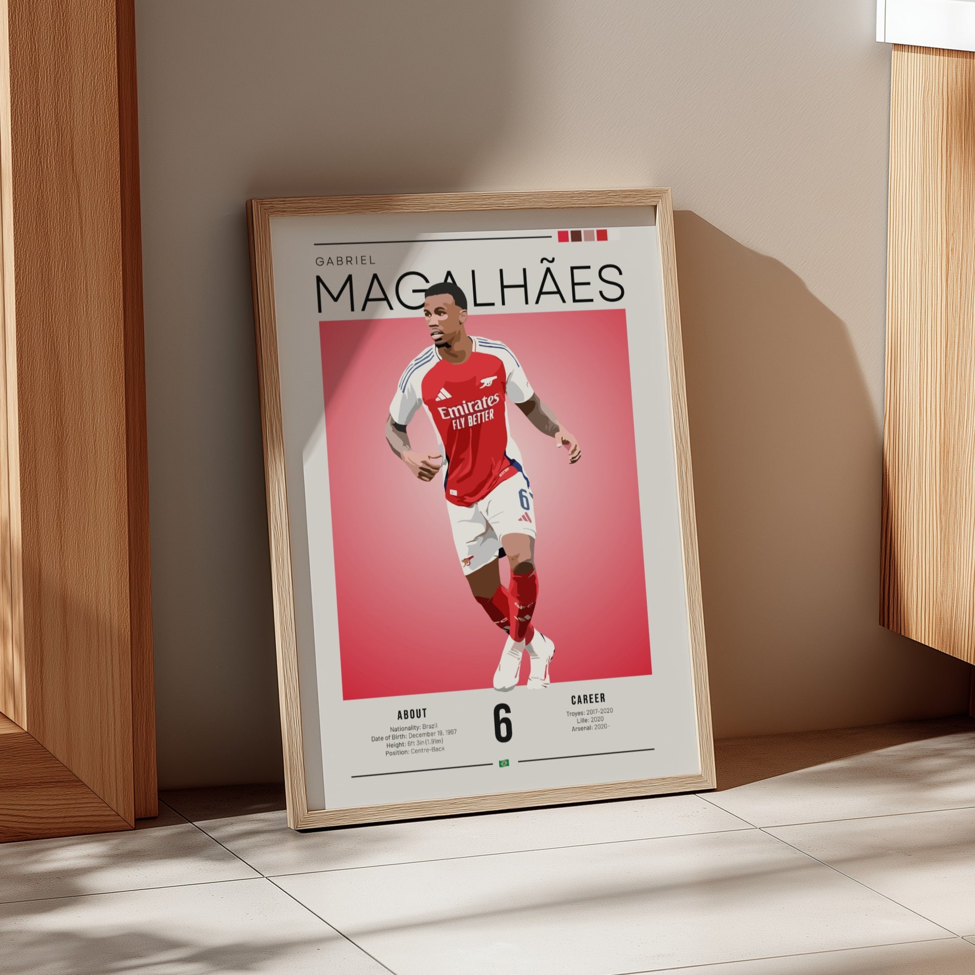 Gabriel Magalhães poster featuring vibrant colors and modern design, ideal for sports decor.