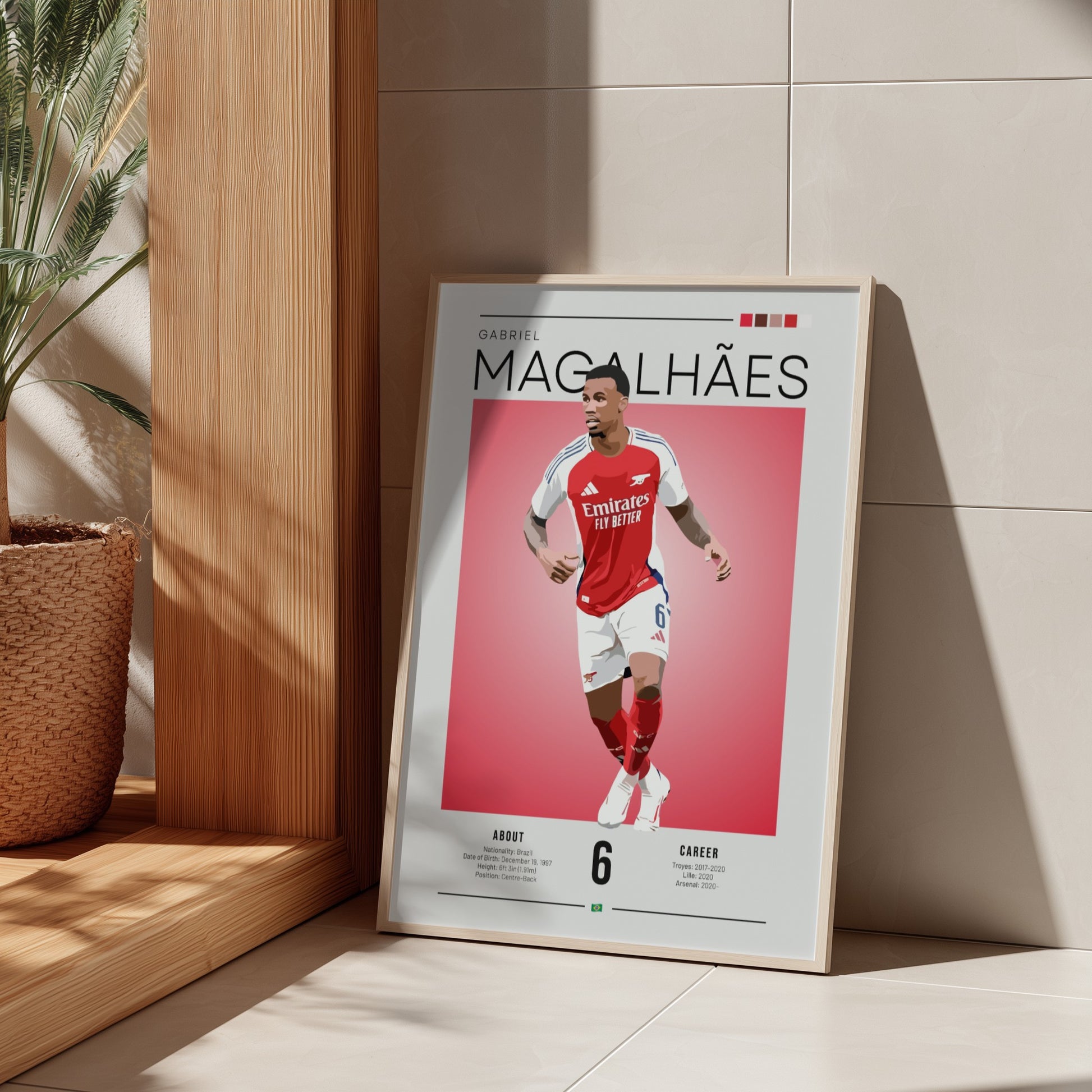 Gabriel Magalhães poster featuring vibrant colors and modern design, ideal for sports decor.