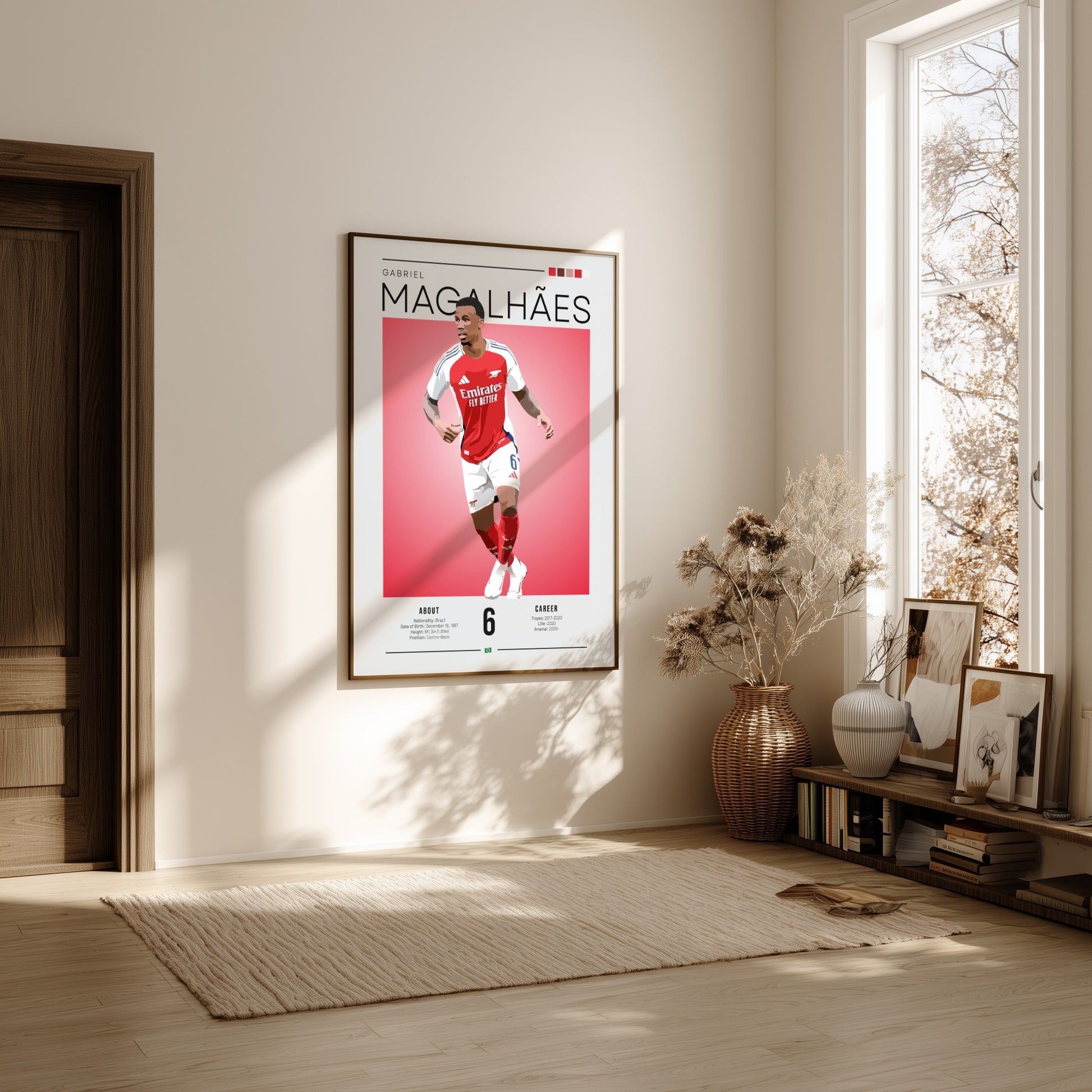 Gabriel Magalhães poster featuring vibrant colors and modern design, ideal for sports decor.