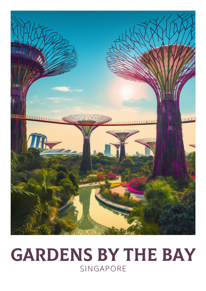 Asian GARDEN BY THE BAY POSTER - RETRO WALL ART