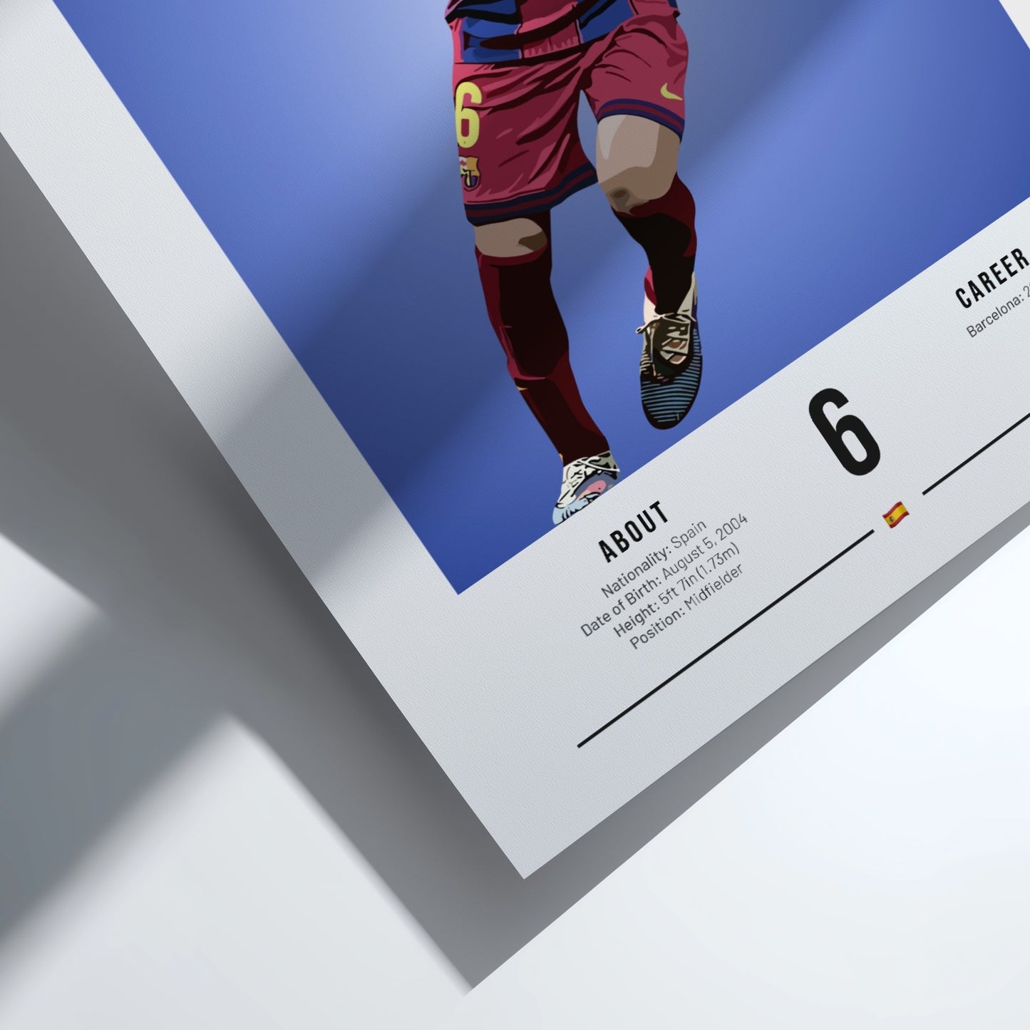 Gavi soccer art print featuring vibrant colors and modern illustration style, perfect for sports wall decor.