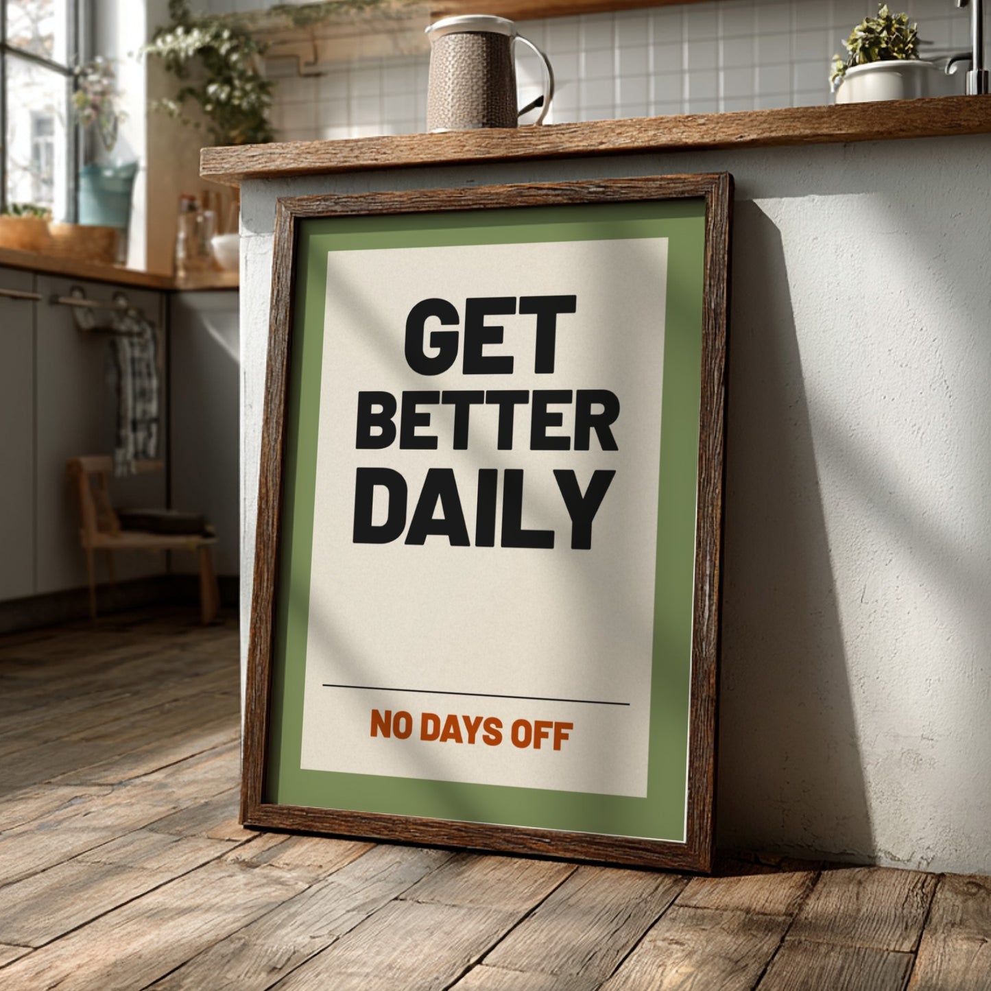 Motivational quotes poster featuring bold typography in earthy tones, perfect for home decor and inspiration.