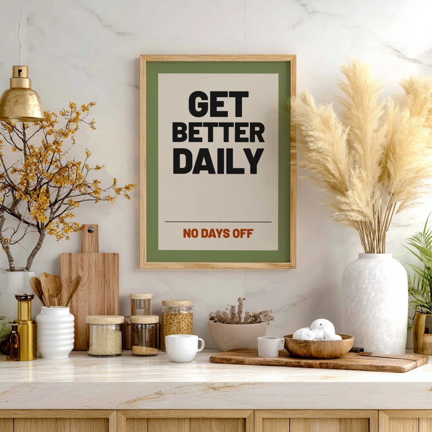 Motivational quotes poster featuring bold typography in earthy tones, perfect for home decor and inspiration.