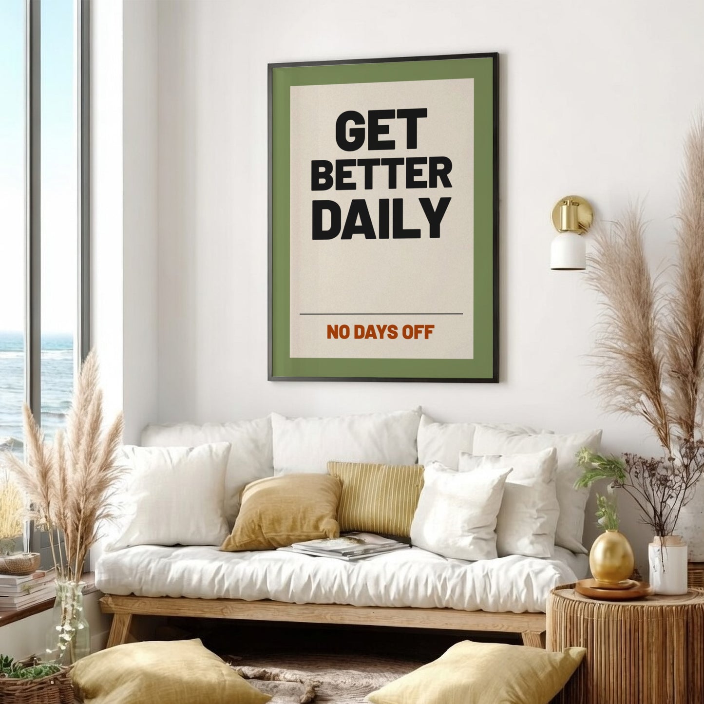 Motivational quotes poster featuring bold typography in earthy tones, perfect for home decor and inspiration.
