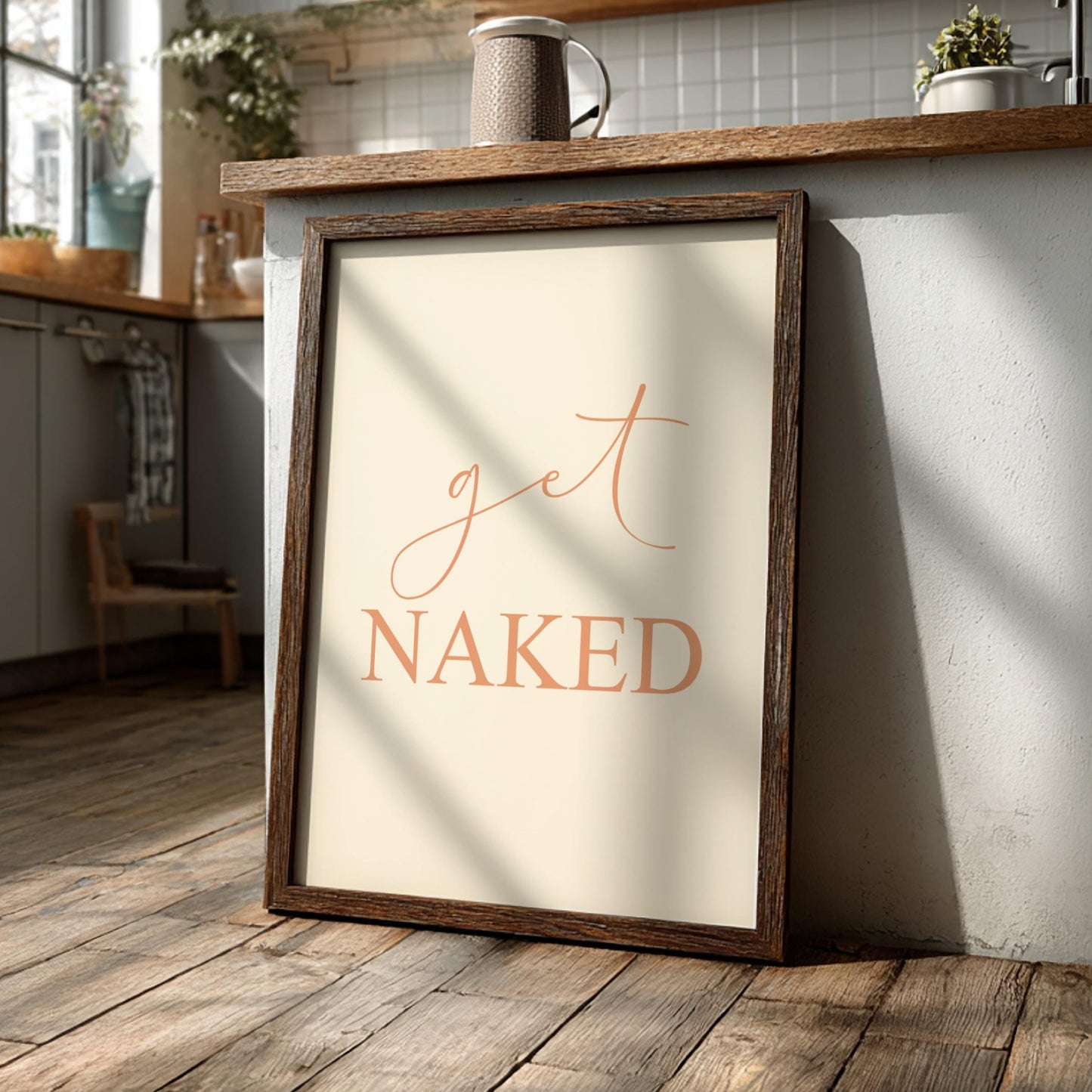 The "Get Naked" Modern Art - Minimalist Bathroom Typography Print