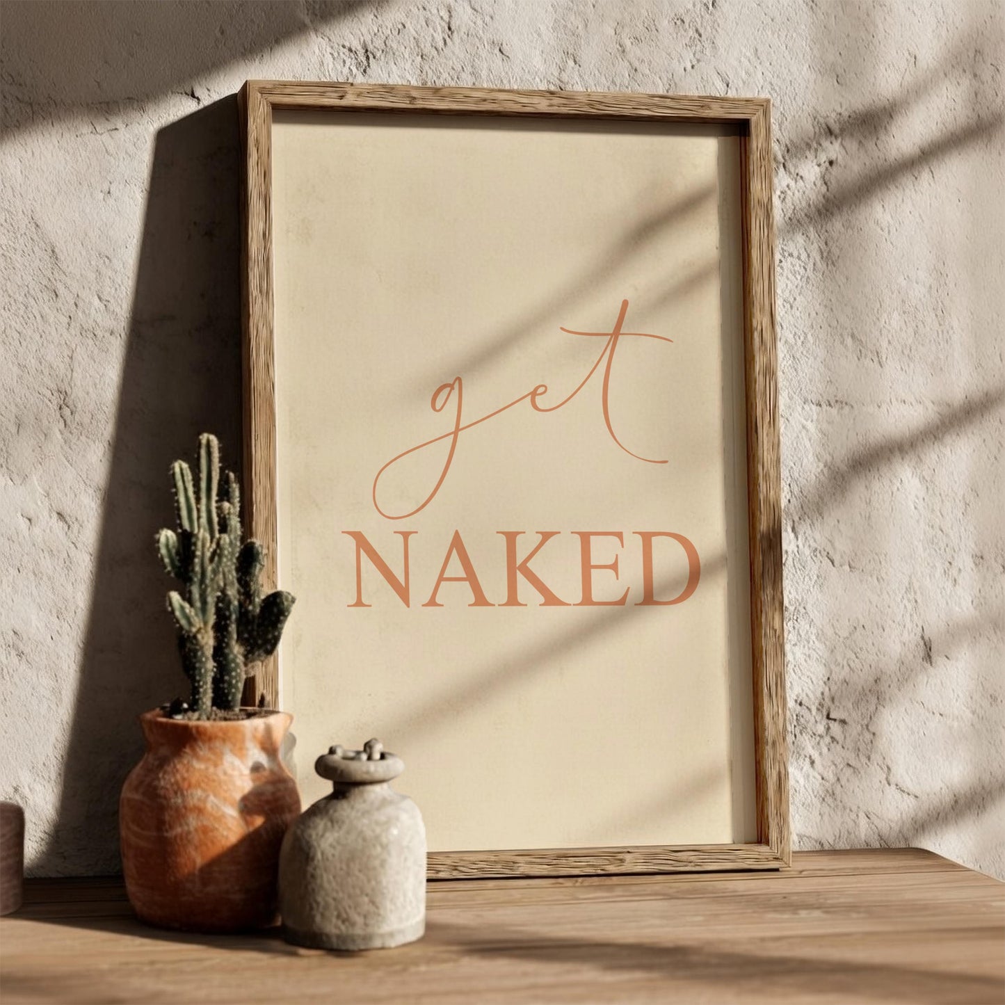 The "Get Naked" Modern Art - Minimalist Bathroom Typography Print