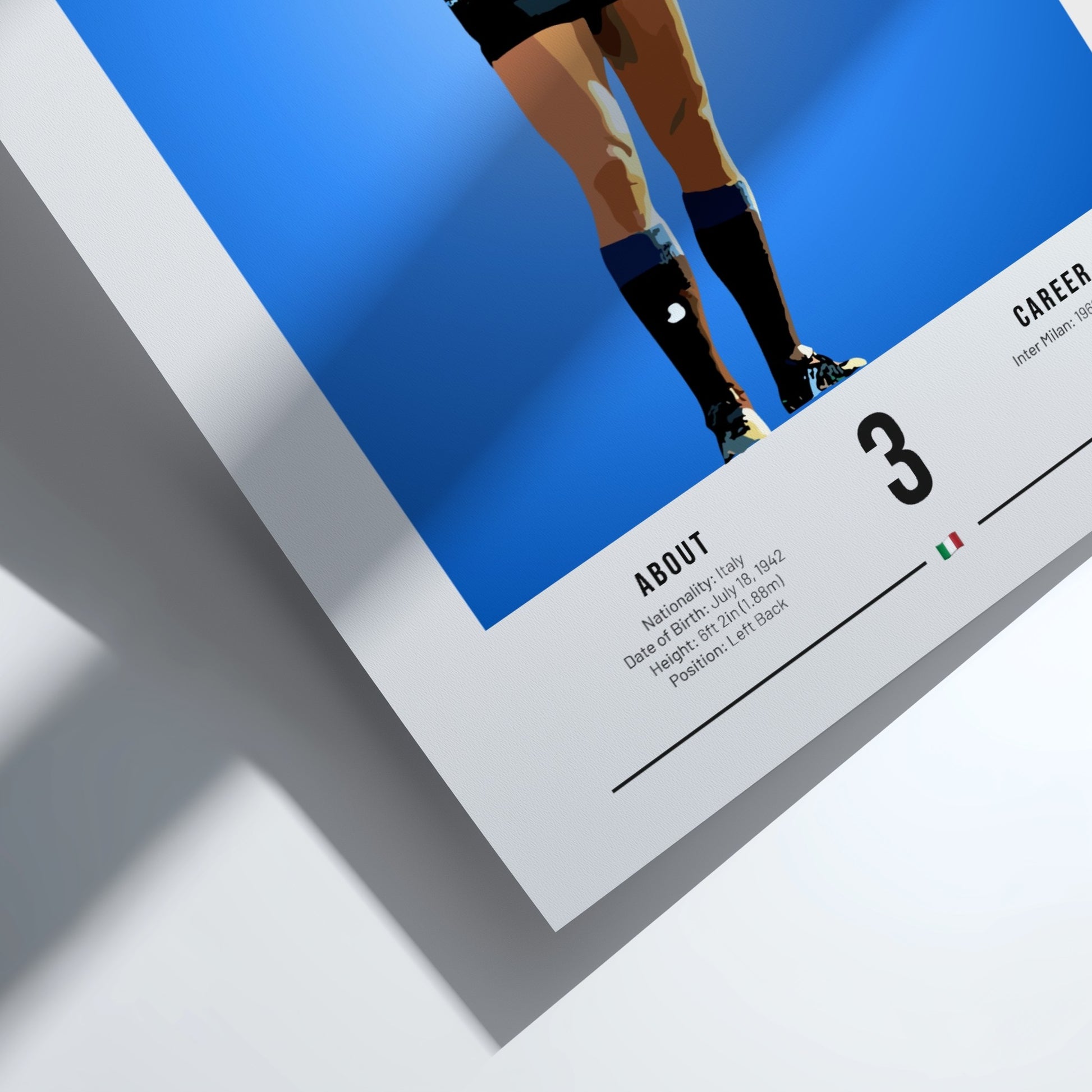 Giacinto Facchetti poster featuring bold colors and modern design, celebrating an Italian football legend.
