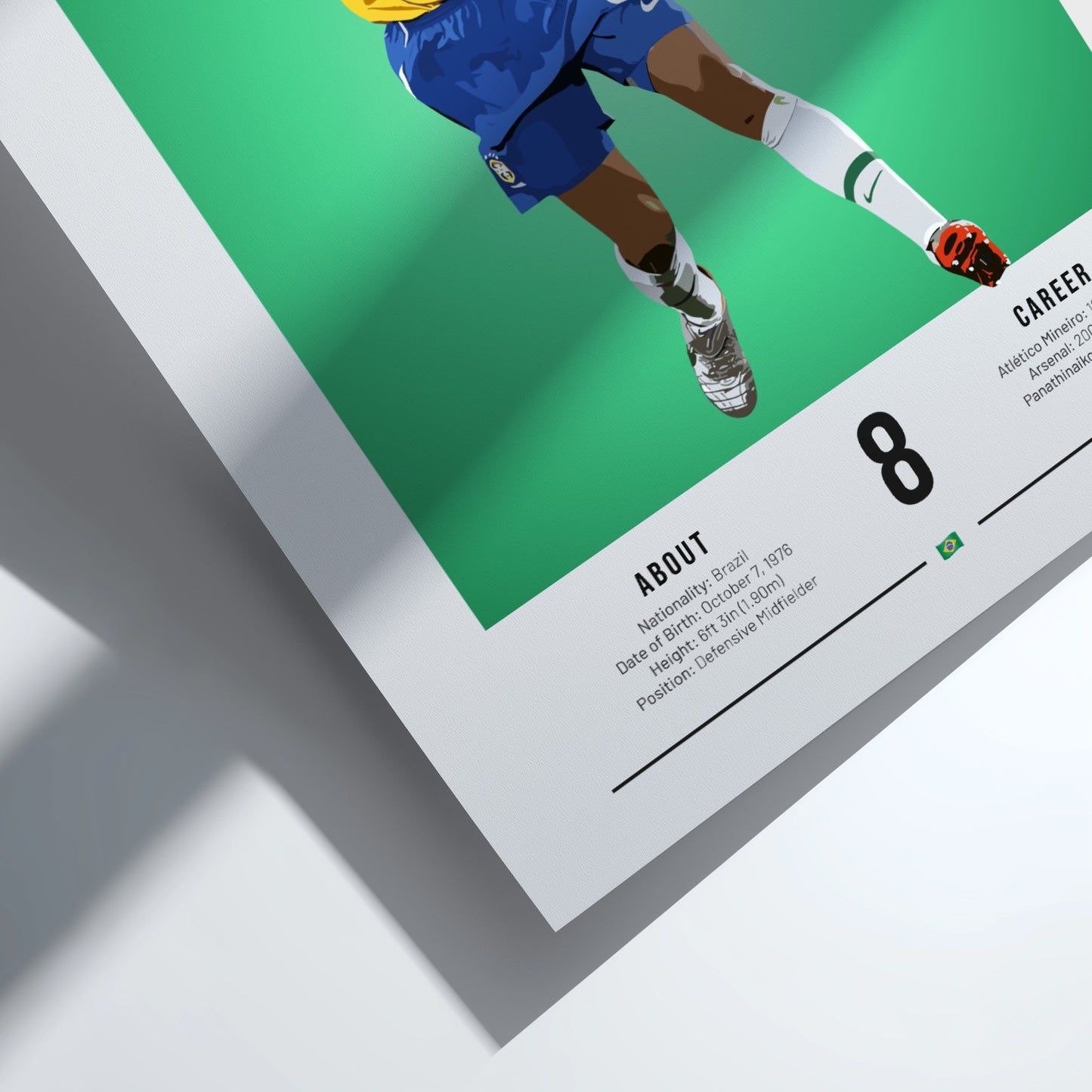 Gilberto Silva football artwork featuring vibrant yellow and green colors in an illustration style