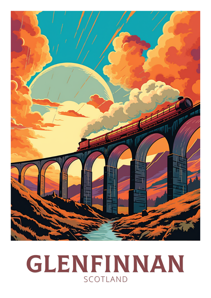 Europe GLENFINNAN TRAVEL POSTER - SCOTLAND ARTWORK