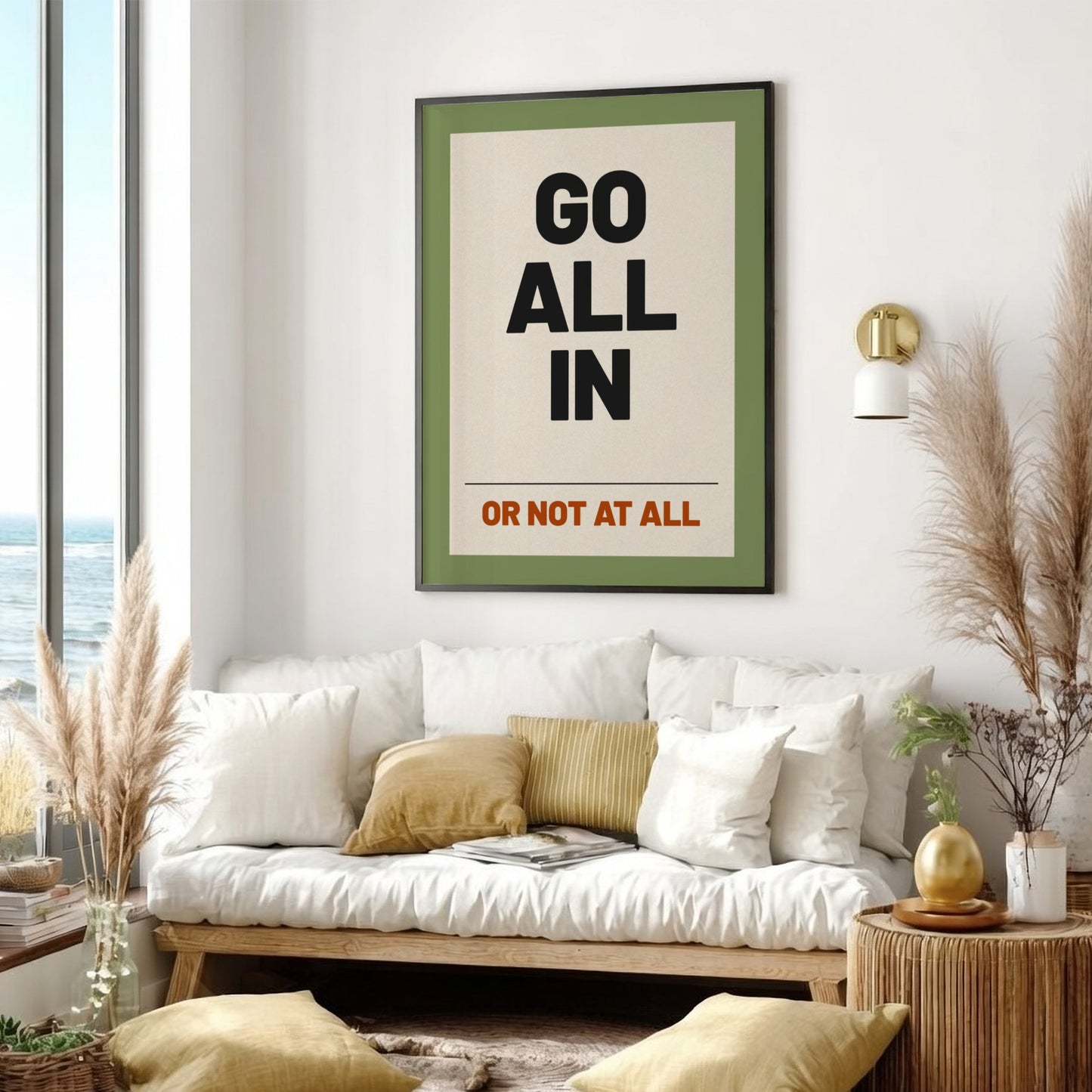 Motivational quotes poster featuring bold typography in neutral colors, designed to inspire and energize any
