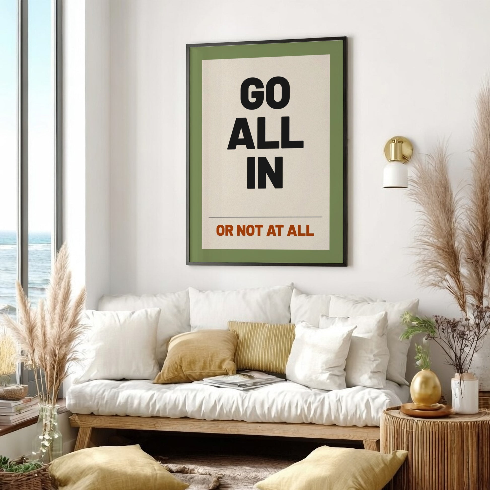 Motivational quotes poster featuring bold typography in neutral colors, designed to inspire and energize any