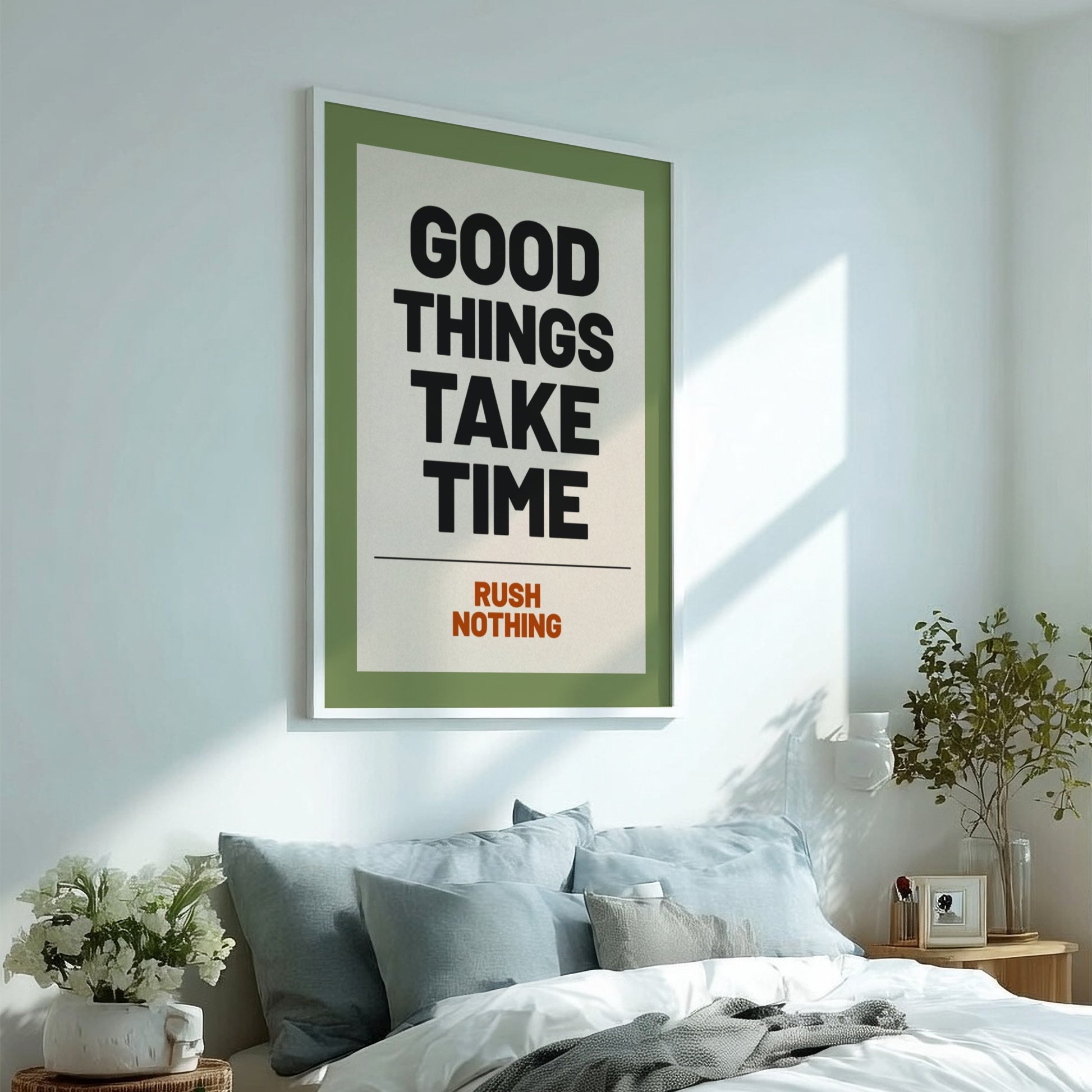 Motivational quotes poster featuring bold typography in earthy tones, perfect for home decor and inspiration.