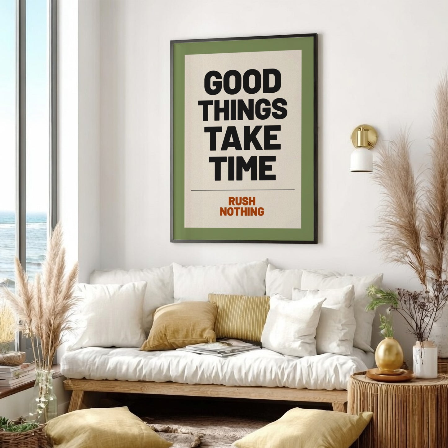 Motivational quotes poster featuring bold typography in earthy tones, perfect for home decor and inspiration.