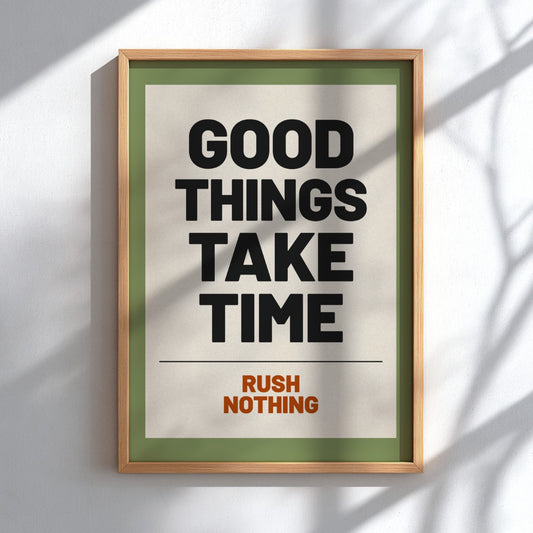 Motivational quotes poster featuring bold typography in earthy tones, perfect for home decor and inspiration.