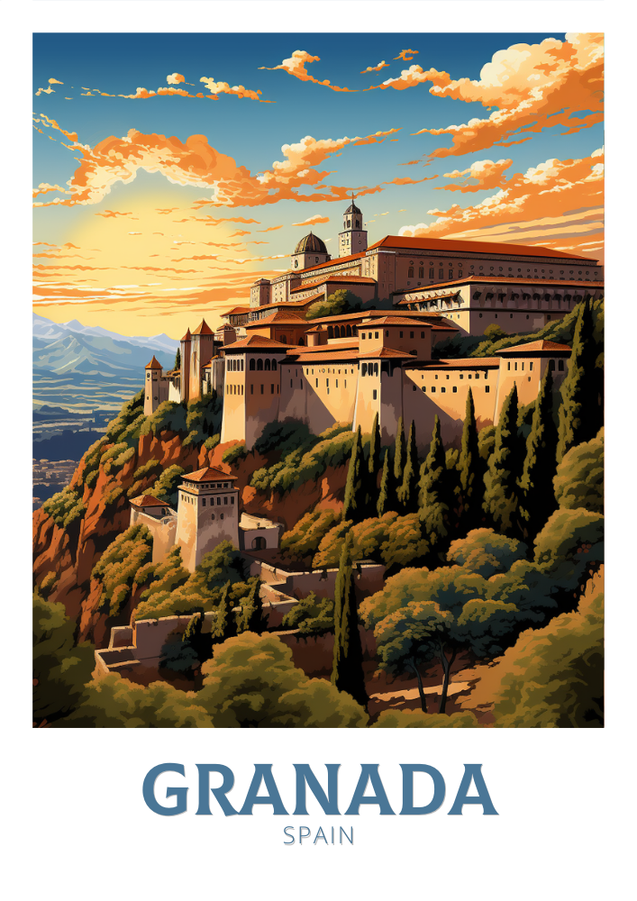 Europe GRANADA TRAVEL POSTER - SPAIN ARTWORK