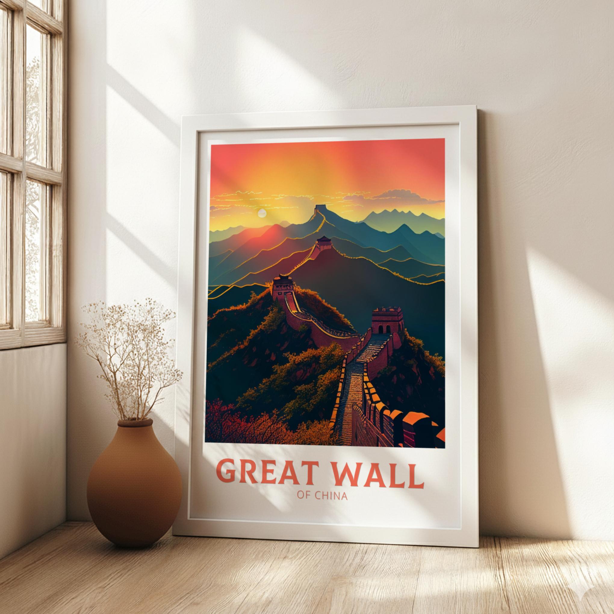 Asian GREAT WALL OF CHINA TRAVEL POSTER - VINTAGE ART