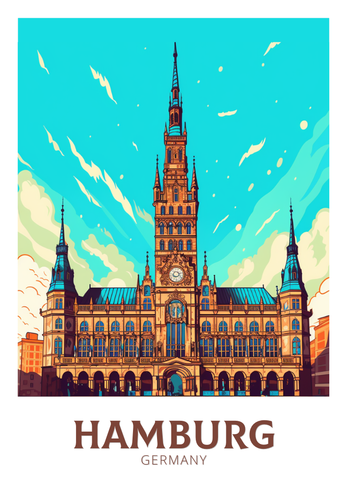 Europe HAMBURG TRAVEL PRINT - GERMANY ARTWORK