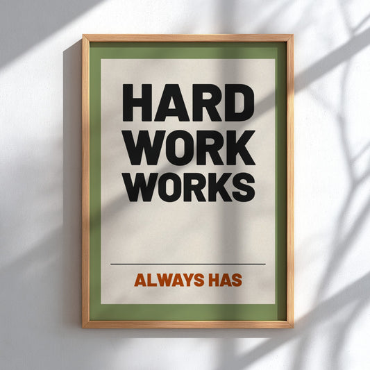 Motivational quotes poster with bold typography on a green background, inspiring wall art for home or office.