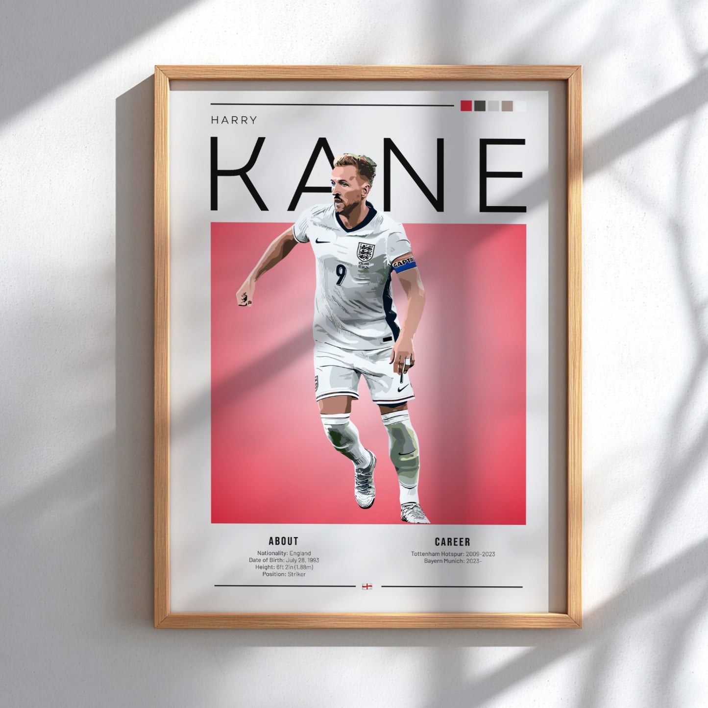 Harry Kane poster featuring England national team colors and dynamic design