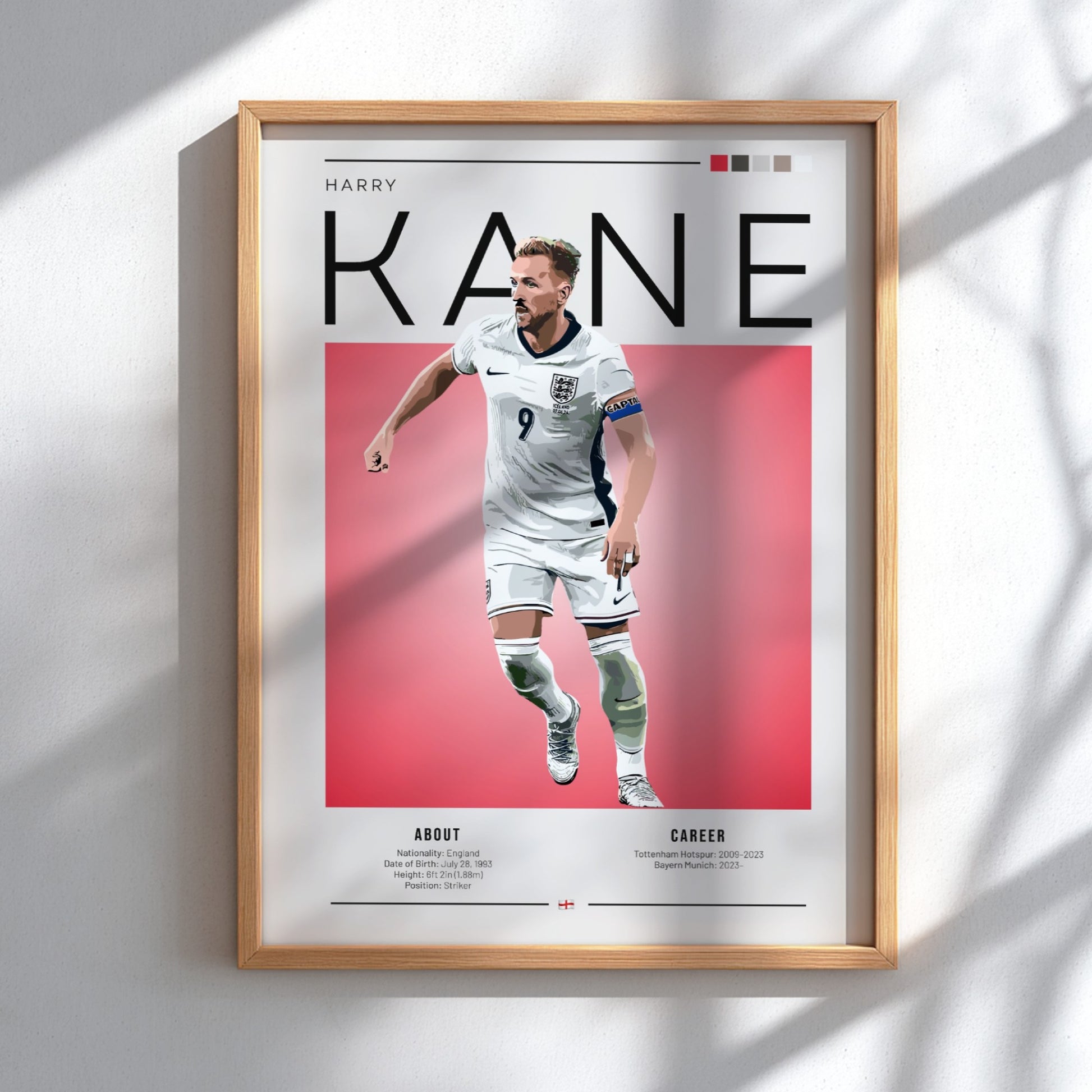 Harry Kane poster featuring England national team colors and dynamic design