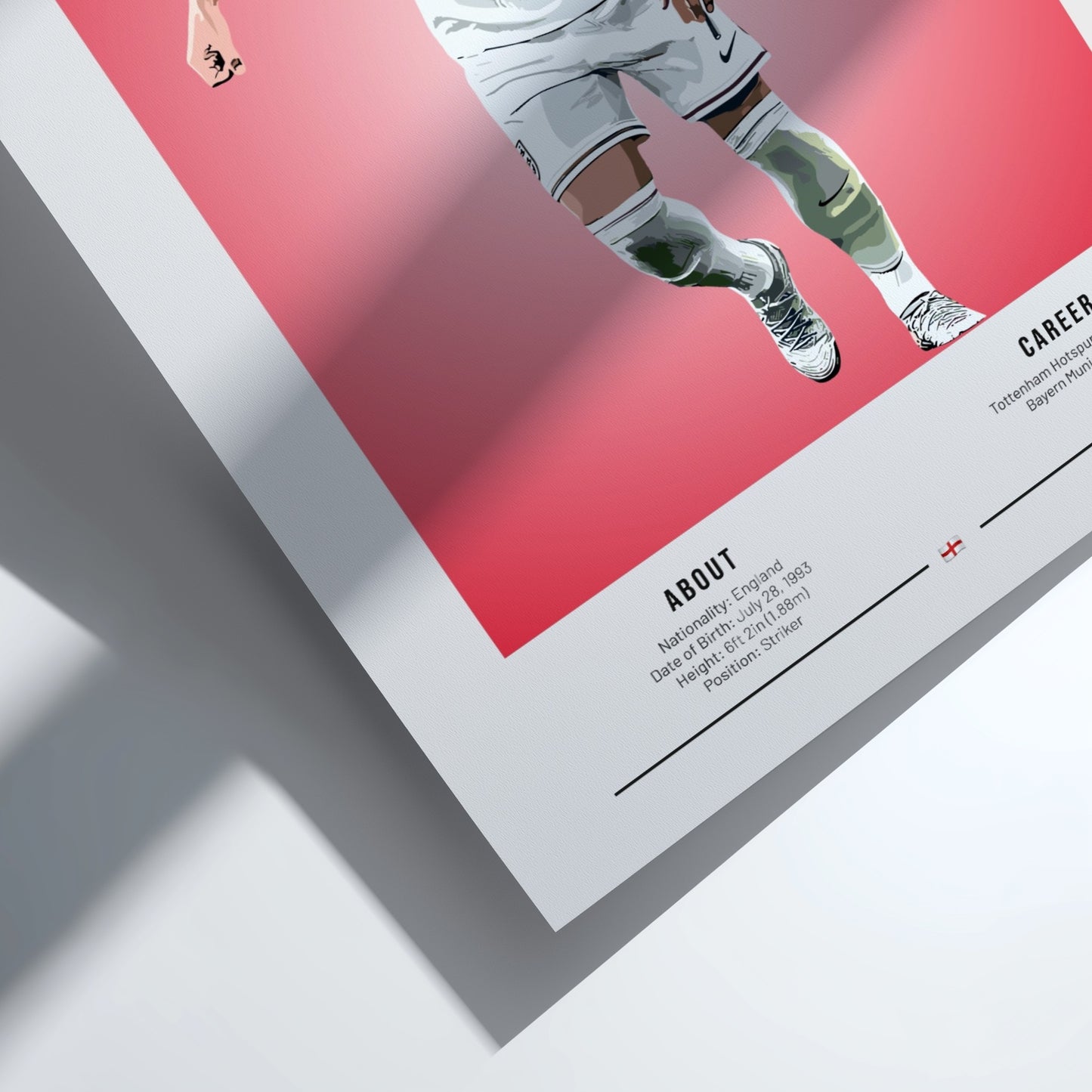 Harry Kane poster featuring England national team colors and dynamic design