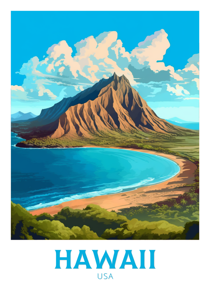 North AmericaHAWAII TRAVEL POSTER - USA ARTWORK
