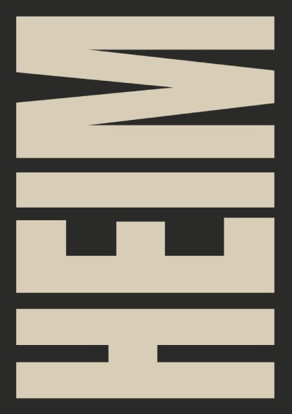 Heim poster featuring modern typography in charcoal and linen colors, perfect for wall decor and contemporary