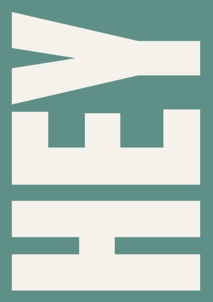 Teal abstract poster featuring modern design elements and warm stone accents.