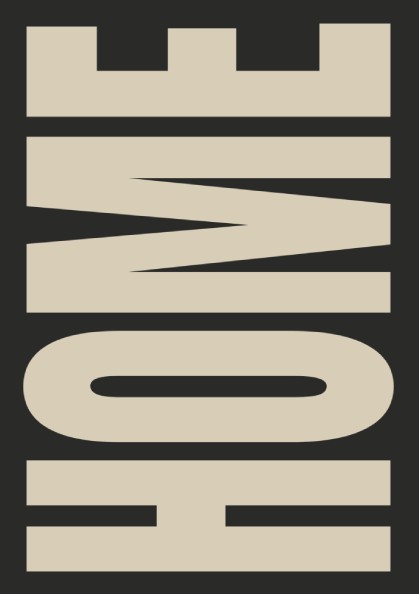 Home poster featuring bold typography in charcoal and linen colors, minimalist design for modern decor