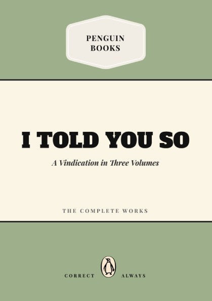 Funny quote poster featuring a penguin book illustration in a minimalist style