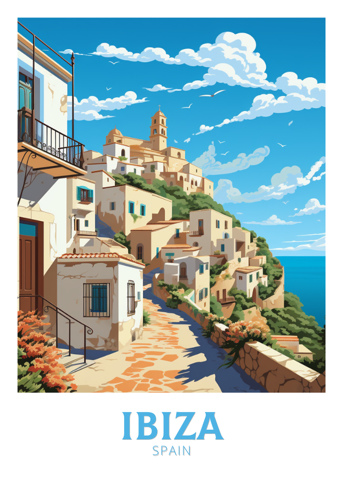 Europe IBIZA TRAVEL PRINT - SPAIN ARTWORK