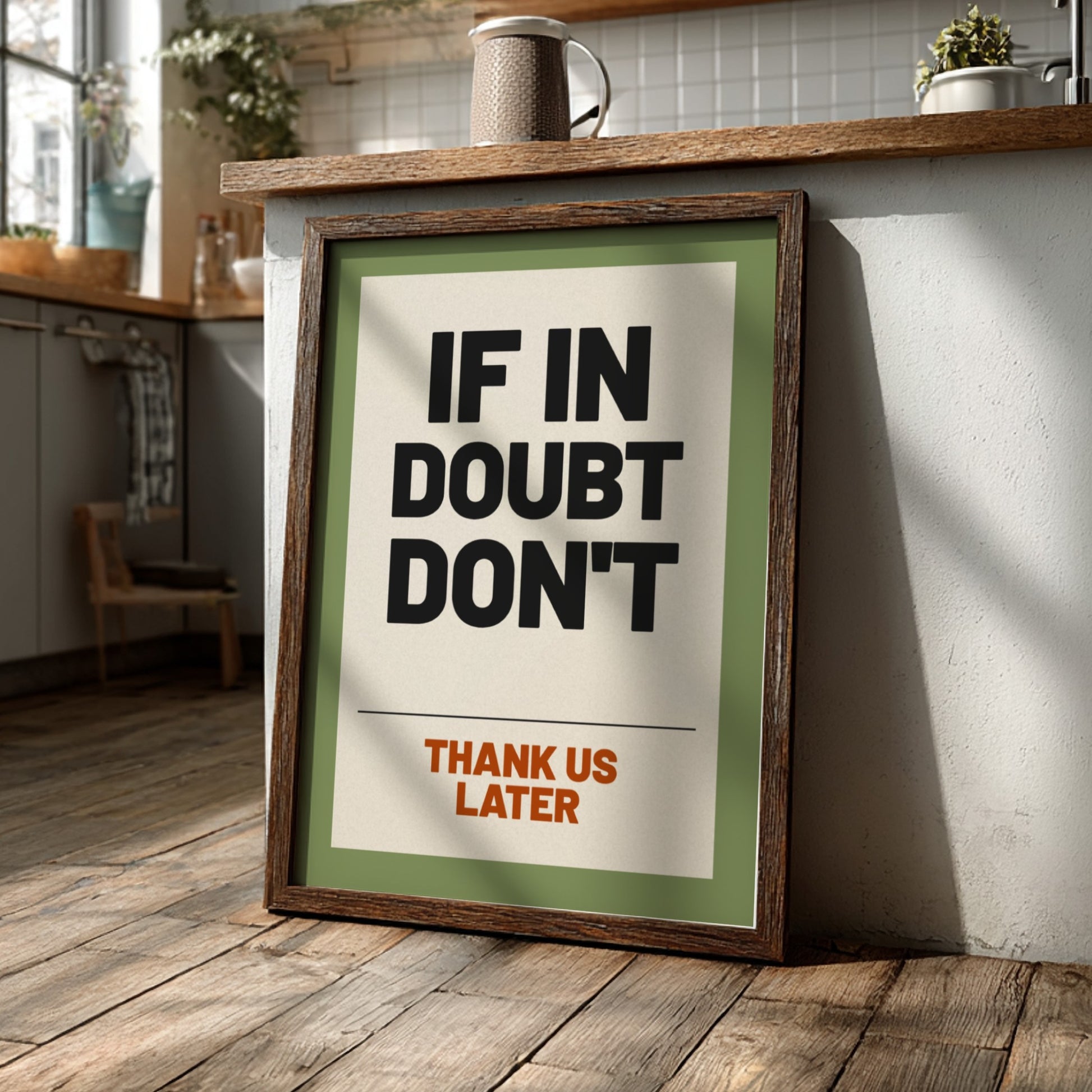 Motivational poster featuring bold typography in earthy tones, perfect for home decor and inspiration.
