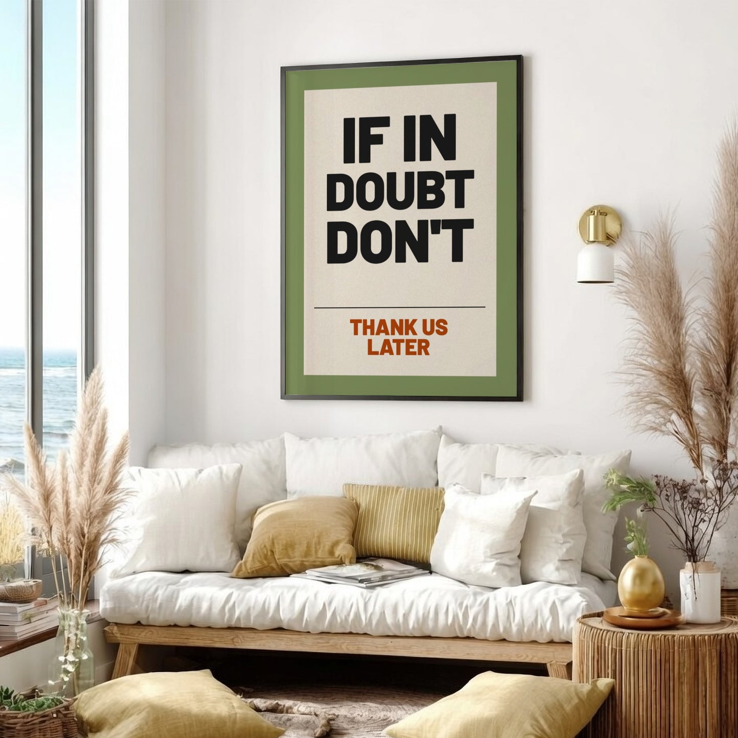 Motivational poster featuring bold typography in earthy tones, perfect for home decor and inspiration.