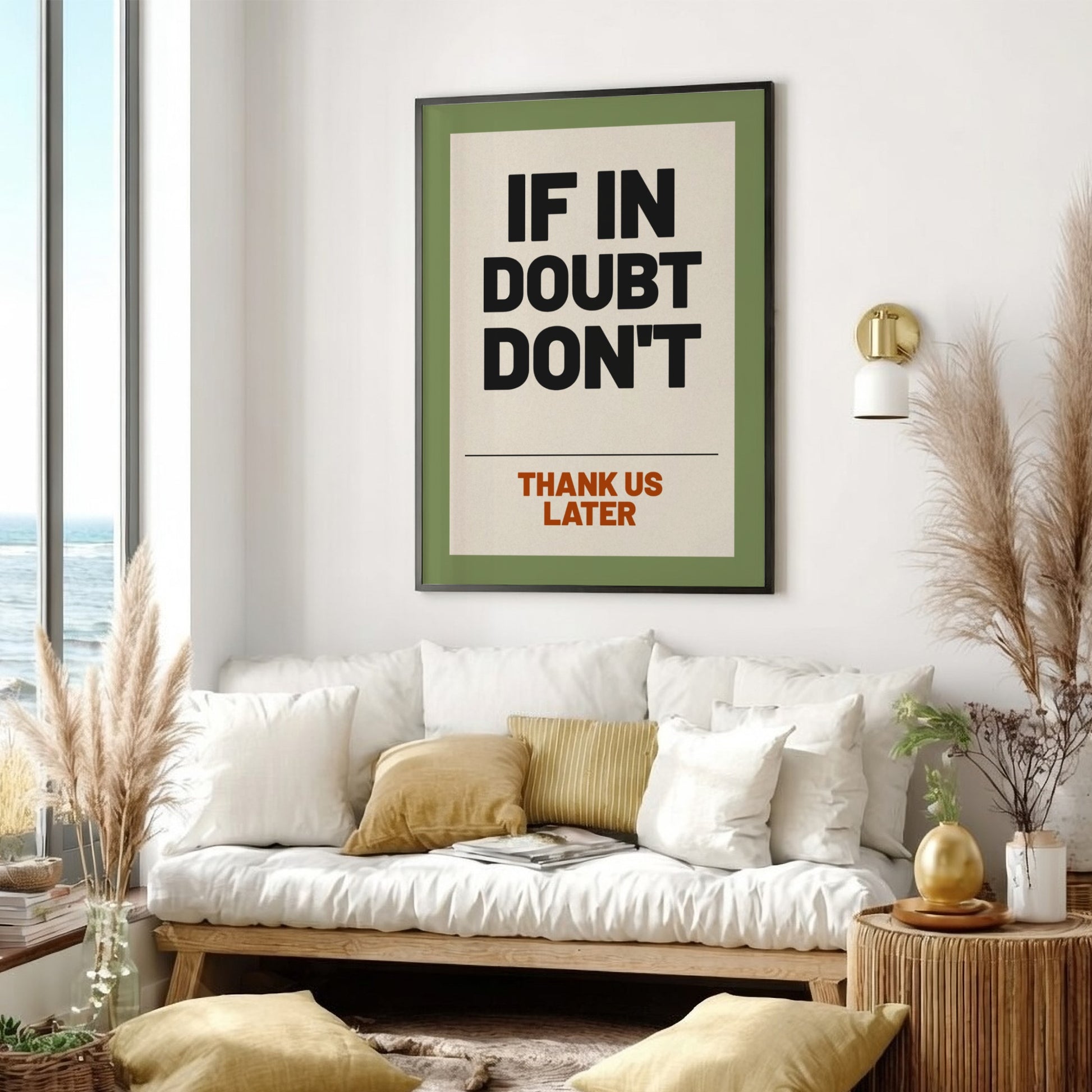 Motivational poster featuring bold typography in earthy tones, perfect for home decor and inspiration.