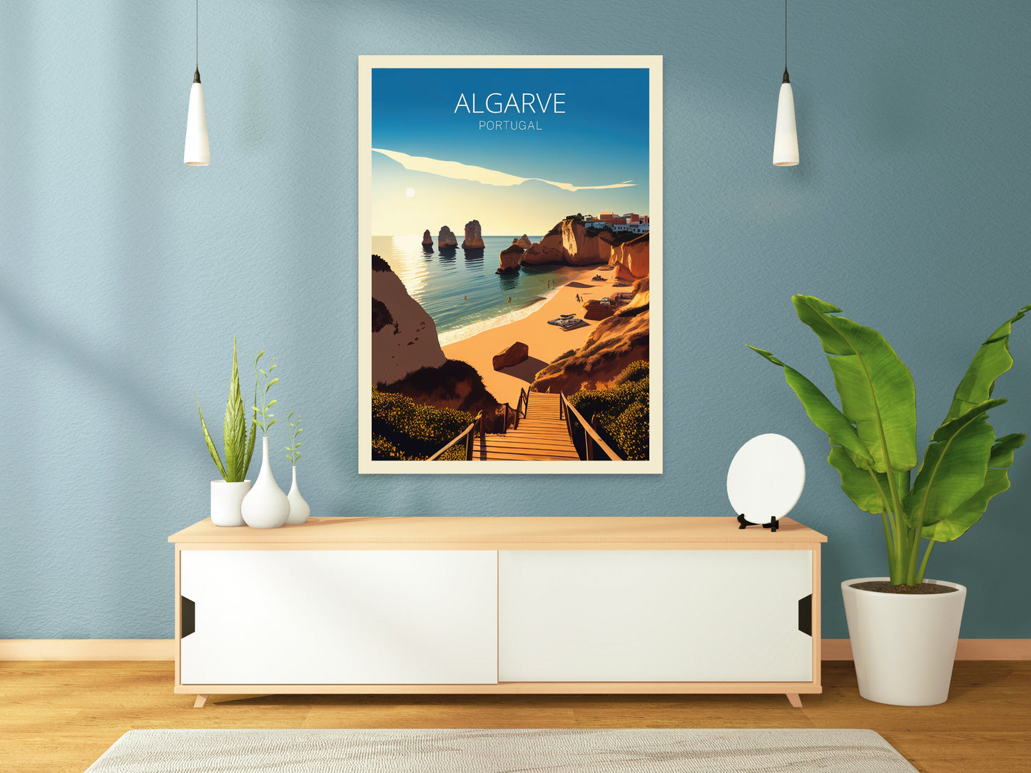 Algarve Portugal Travel Print | Algarve Illustration | Algarve Wall Art | Portugal Print | Algarve Beach Print| Algarve Painting | ID 017