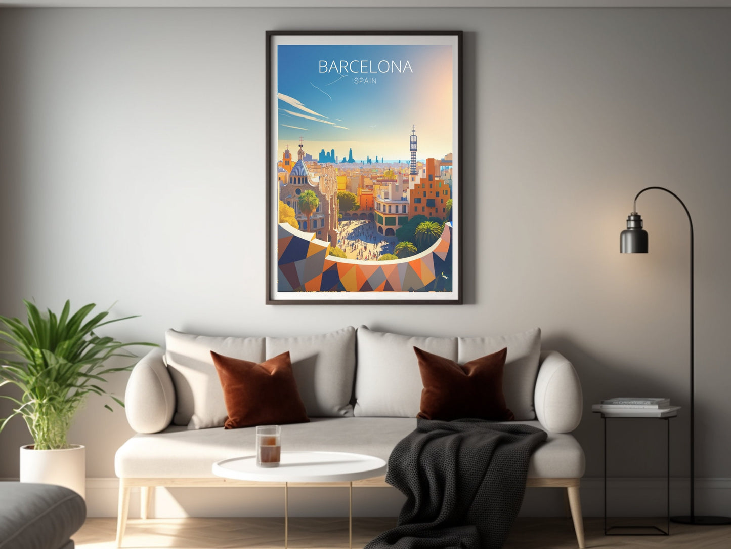 Barcelona Travel Print | Barcelona Illustration | Barcelona Wall Art | Spain Print | Barcelona Print| Barcelona Spain Painting | ID 042