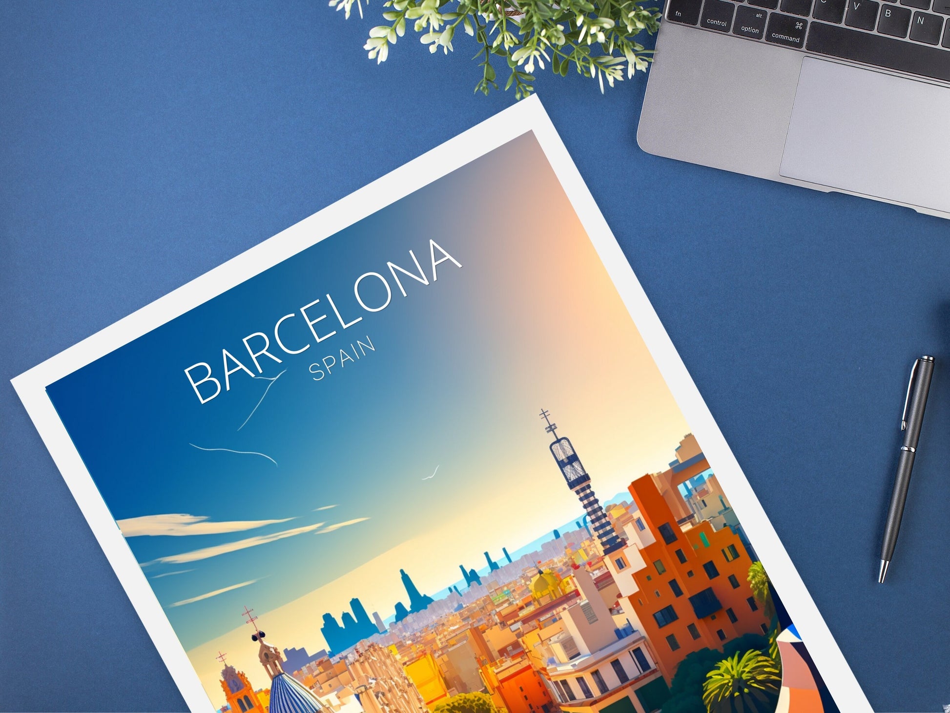 Barcelona Travel Print | Barcelona Illustration | Barcelona Wall Art | Spain Print | Barcelona Print| Barcelona Spain Painting | ID 042