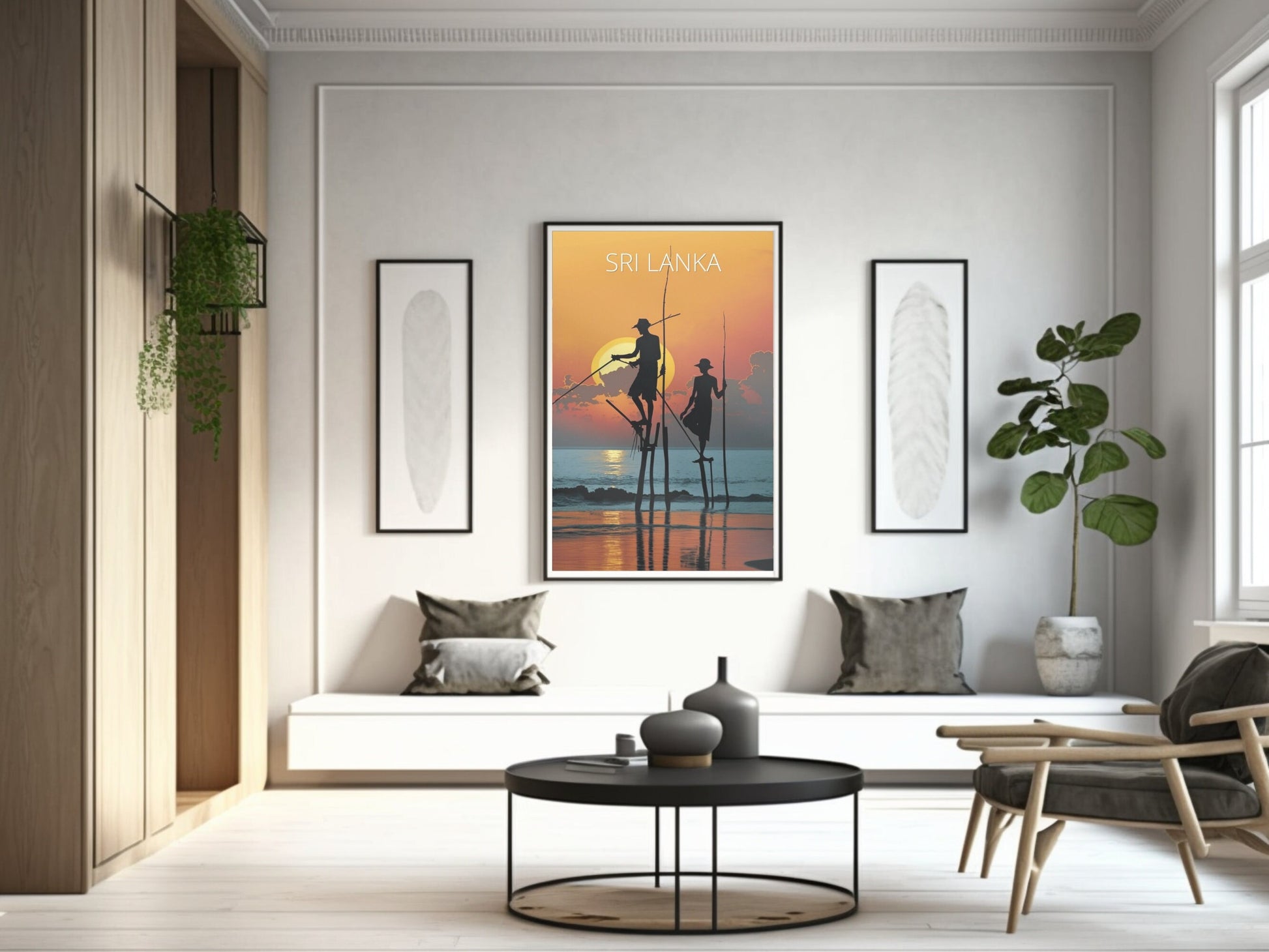 Sri Lanka Fishermen Print | Sri Lanka Illustration | Sri Lanka sunset | Fishing Print | Sunset Wall Art | Fishermen Print | ID 004