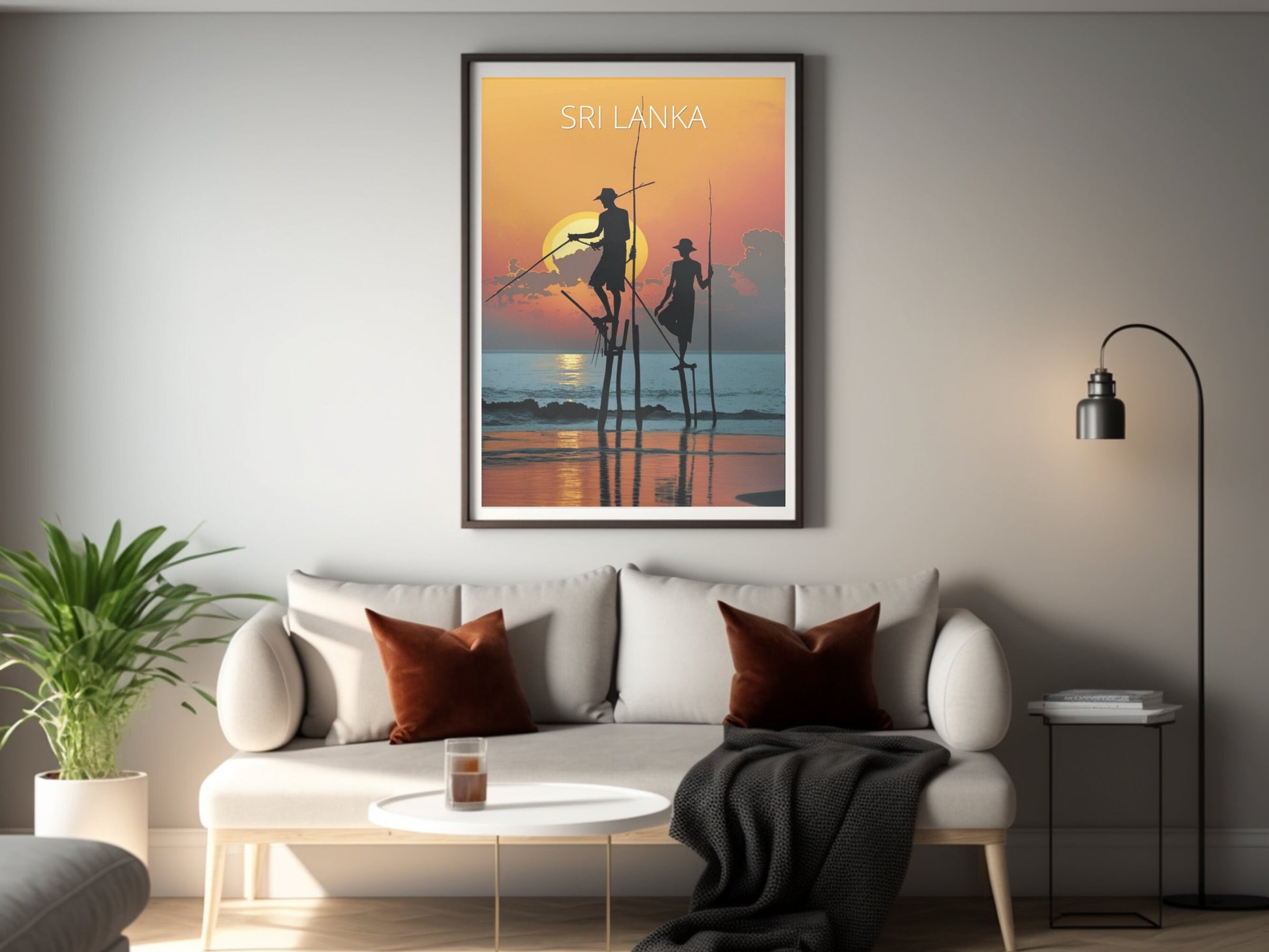 Sri Lanka Fishermen Print | Sri Lanka Illustration | Sri Lanka sunset | Fishing Print | Sunset Wall Art | Fishermen Print | ID 004