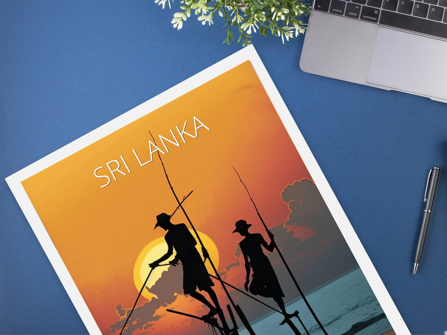 Sri Lanka Fishermen Print | Sri Lanka Illustration | Sri Lanka sunset | Fishing Print | Sunset Wall Art | Fishermen Print | ID 004