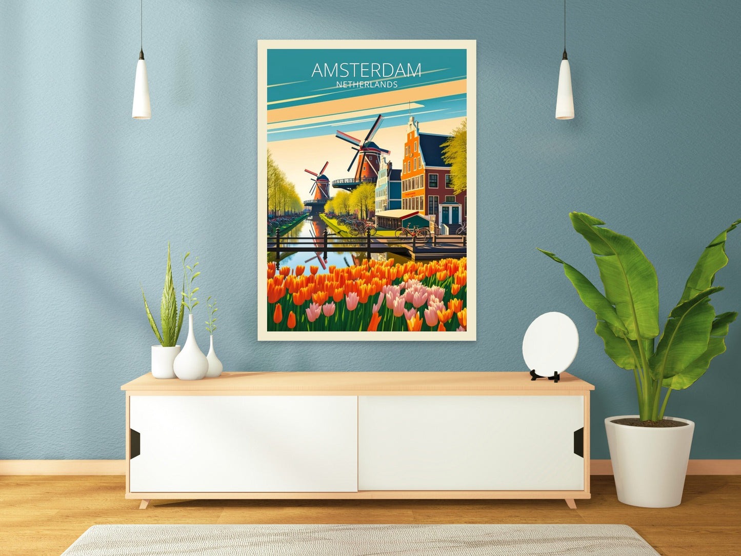 Amsterdam Travel Print | Amsterdam Illustration | Amsterdam Wall Art | Amsterdam Print | Housewarming Gift | Amsterdam Poster | ID 006