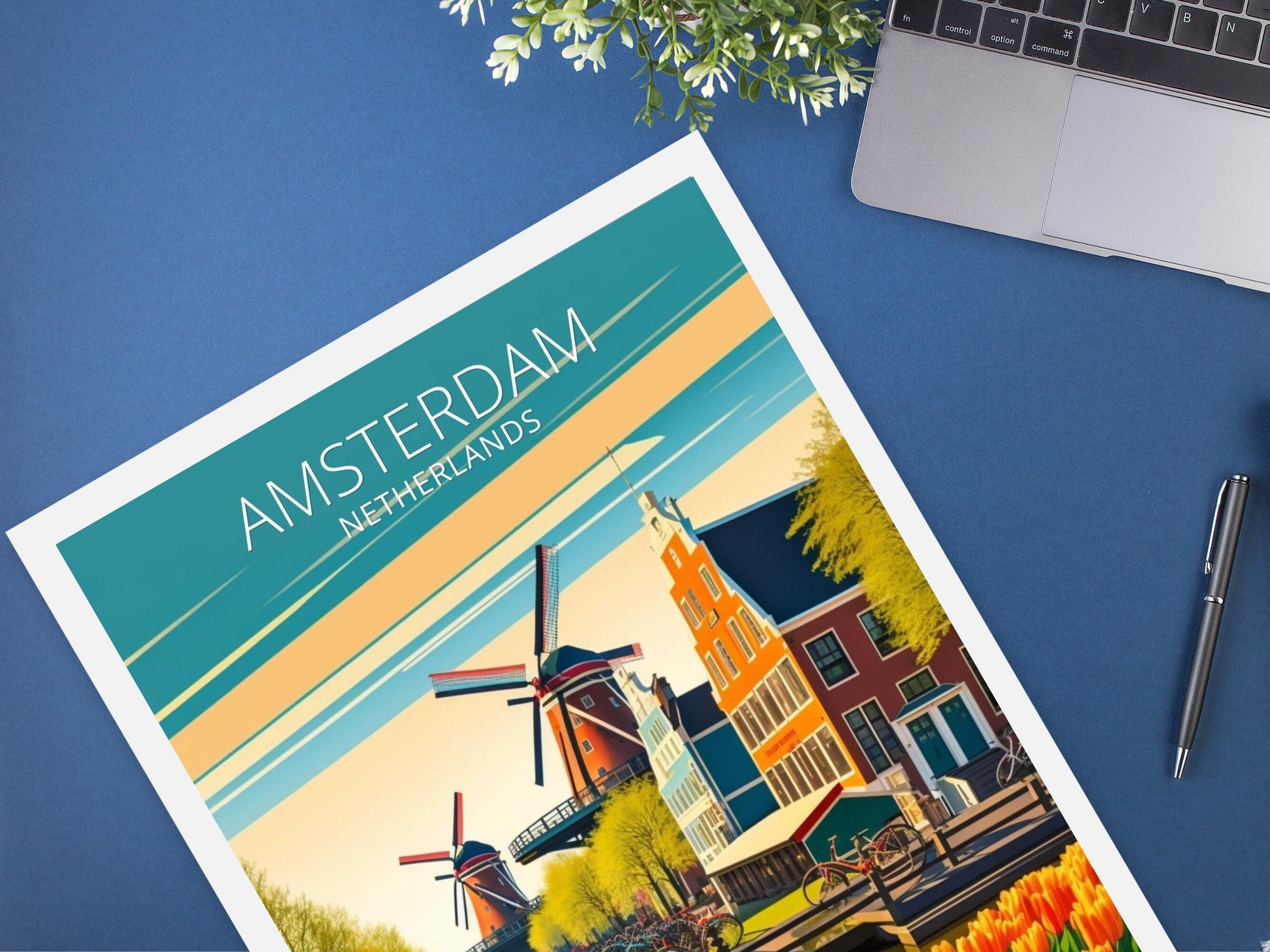 Amsterdam Travel Print | Amsterdam Illustration | Amsterdam Wall Art | Amsterdam Print | Housewarming Gift | Amsterdam Poster | ID 006