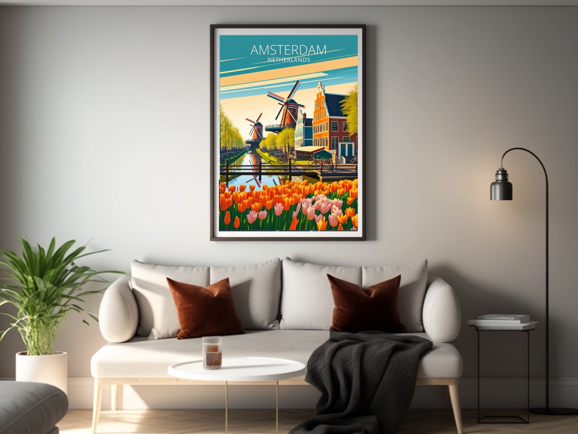 Amsterdam Travel Print | Amsterdam Illustration | Amsterdam Wall Art | Amsterdam Print | Housewarming Gift | Amsterdam Poster | ID 006