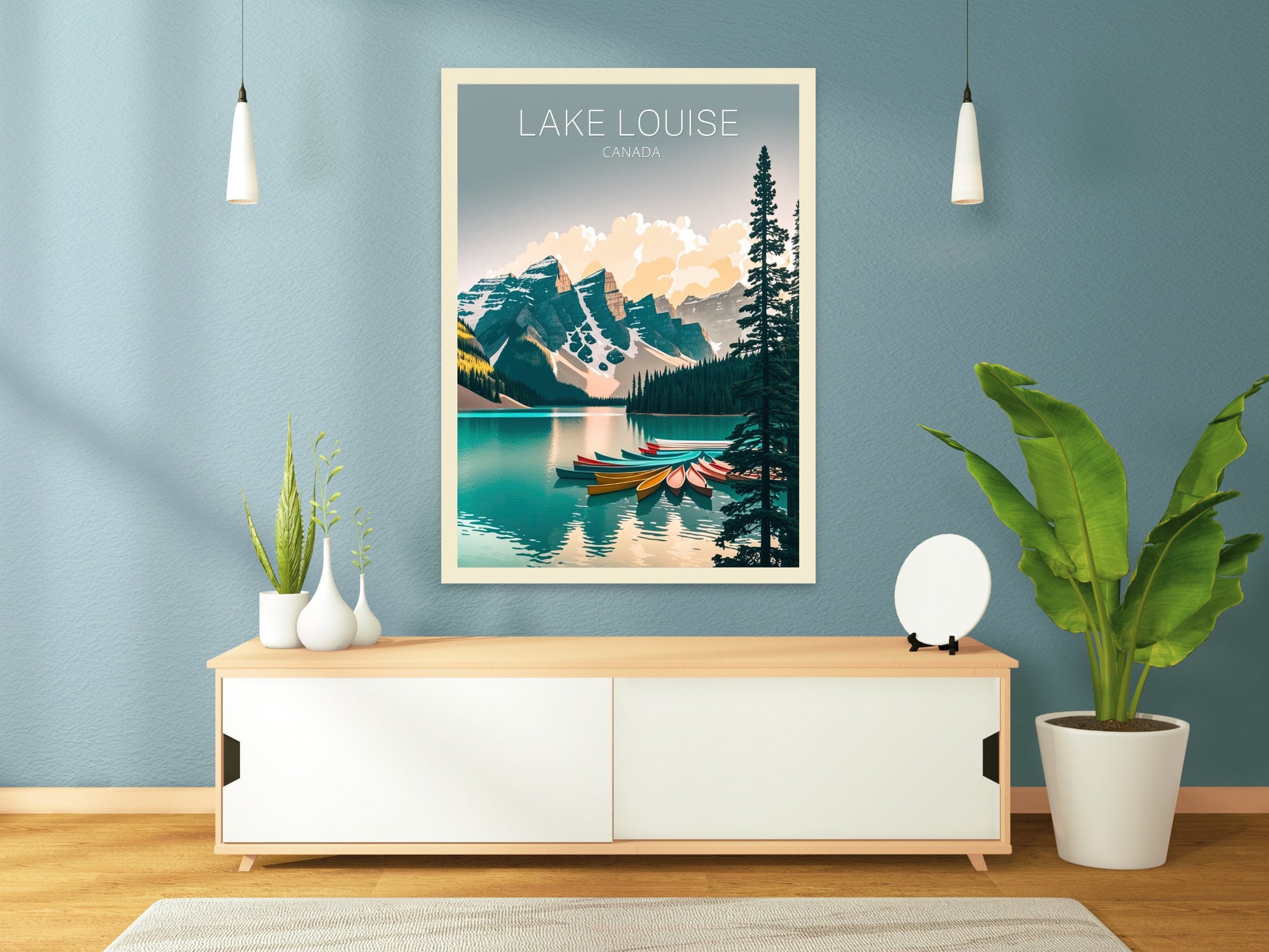 Lake Louise Poster | Lake Louise Illustration | Lake Louise Banff | Banff Wall Art | Minimalist Landscape | Canada Travel Print | ID 043