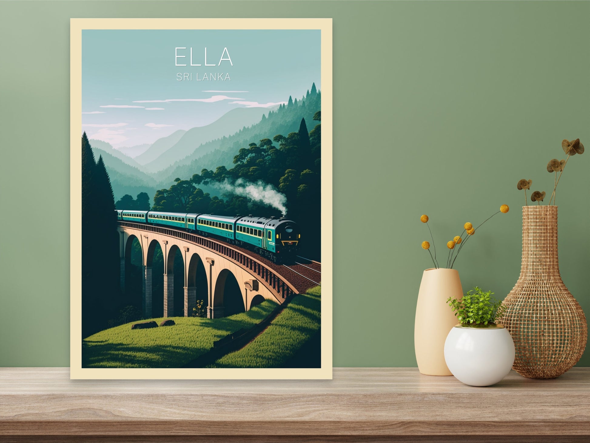 Ella Odyssey train Poster | Ella Sri Lanka Illustration | Ella train Sri Lanka | Ella Wall Art | Train | Sri Lanka Travel Print | ID 047